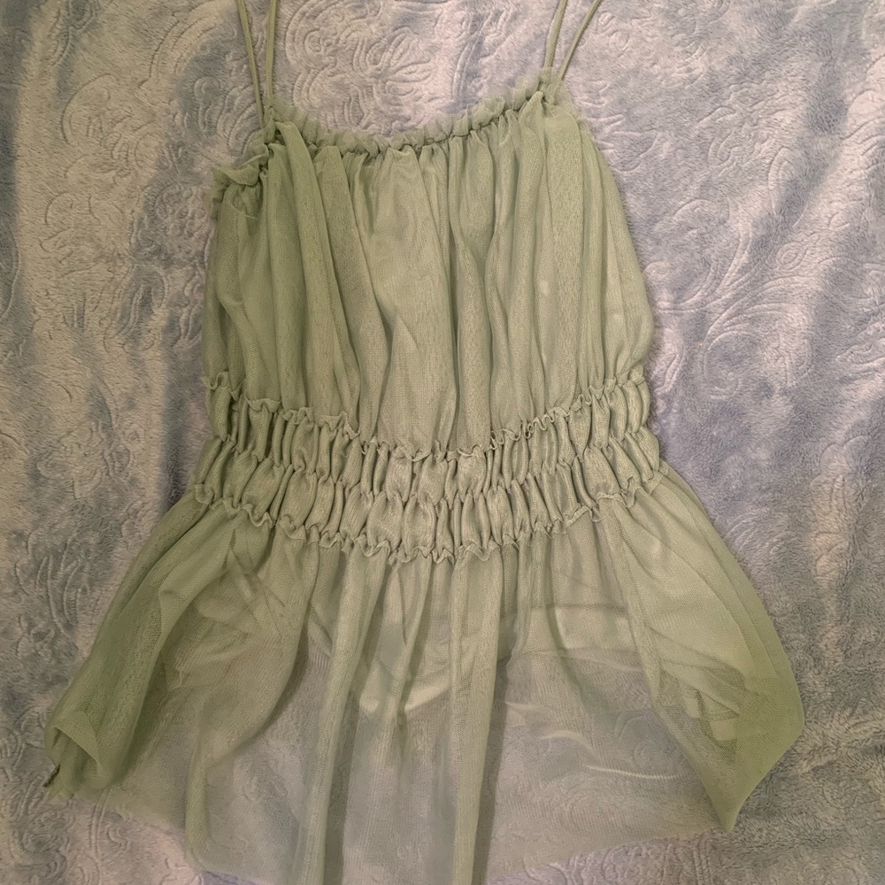 H&M blue green tulle ballerina tank top